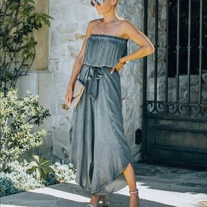 VICI - Strapless Wrap Pant Jumpsuit - Charcoal - NWT